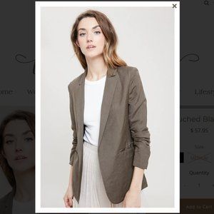 Ruched Blazer - Olive